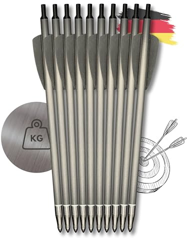 S&K - 10x Carbon Übungspfeile 7,5, schwer mit Alunocken, für Cobra Adder, R9, RX, R10 – Made in Germany – Hochpräzise Armbrustbolzen mit Field-Tip & Aluminium -Nocke – 15,75g