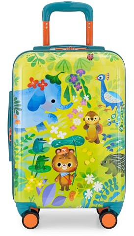 Traveler's Choice Kids - JoJo the Bear's Adventure Carry-On Luggage - 20 Hard Shell Spinner Suitcase – Expandable with AirTag Pocket – Travel Suitcase for Boys & Girls – Jungle