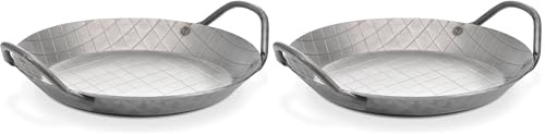 GSW 859035 Gastro Traditionell Eisenpfanne geschmiedet, Servierpfanne mit Zwei Griffen 20 cm, Grau (Packung mit 2)