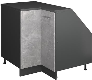 Vicco Eck-Küchenschrank für Dachschrägen R-Line, Beton, 75.6 cm mit 1 Tür, Schrankkorpus 60 cm Tiefe, zur freien Kombination innerhalb modularer Küchensysteme