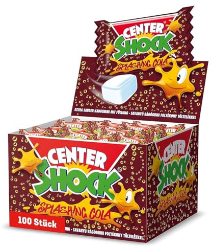 Center Shock Splashing Cola, Box mit 100 Kaugummis, extra-sauer mit Cola-Geschmack, geeignet für Geburtstag, Pinata, Party, Candy-Bar, Weihnachten und Halloween, 400g