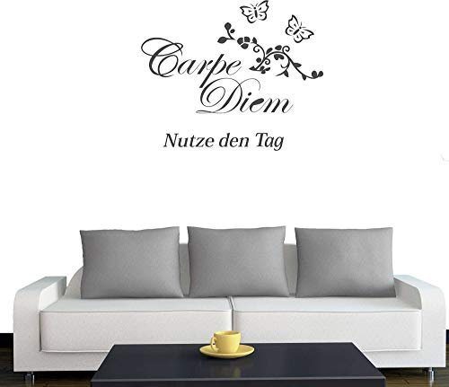 A601 Wandtattoo Carpe Diem 70cm x 60cm anthrazit (erhältlich in 40 Farben und 3 Größen)