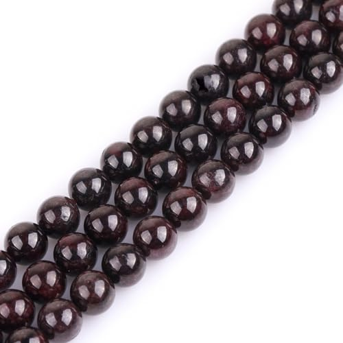 GEM-Inside Natural 10mm Red Garnet Round Gemstone Semi Precious Loose Beads for Jewellery Making 15''