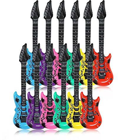 Schramm® 12 Unidades de Guitarras de Aire de Colores de 100 cm en 6 Colores Inflable de Guitarra de Aire