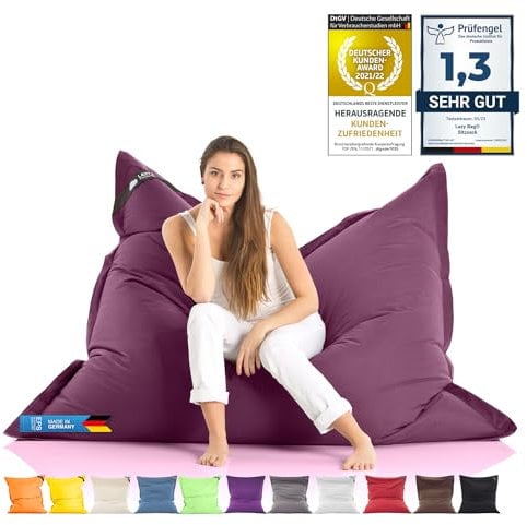 LAZY BAG Riesen-Sitzsack Classic XXL 140x180 cm | Sitzkissen 2-in-1 für relaxtes Sitzen & Liegen | Bequeme Indoor & Outdoor Momente Dank 4 Mio. EPS-Perlen für perfekte Ergonomie | waschbarer Bezug