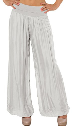 Caspar KHS010 Damen Elegante Lange Marlene Hose Hosenrock mit Seidenanteil und hohem Stretch Bund