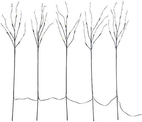 Lunartec LED Zweige mit Strom: 5 Deko-Zweige, je 36 Kunststoff-Knospen & 6 LEDs, batteriebetr., Timer (Beleuchtete mit Strom, mit Beleuchtung, Leuchtkasten)