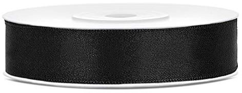 DaLoKu Satinband 6/12/25/38/50/100mm x 25m Geschenkband Schleifenband, Größe: 12mm x 25m, Farbe: Schwarz