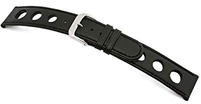 RIOS1931 Herren Uhrenarmband Racing Mod. 21 Echt Rindsleder Breite 18 mm Länge 114/82 mm Farbe schwarz