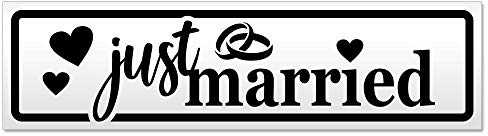 Kiwistar Magnetschild Just Married Ringe Herzen - 30cm Schwarz - magnetisch für Auto PKW Kfz - wiederverwendbares Hinweisschild aus Magnetfolie - für Fahrzeug, Truck