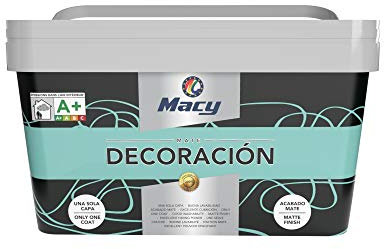 Macy Pintura Plástica Mate Decoración Interiores Excelente Cubrición, Acabado Perfecto. Color Turquesa. 4 Litros