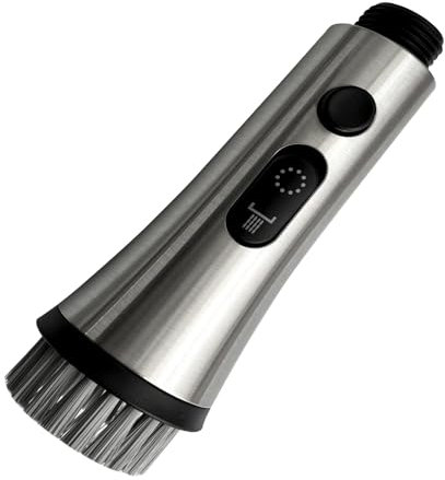 CREA Küchenarmatur Brausekopf Ersatzteil, Nur für G1/2 Anschluss Ersatz, 2-Funktion Ausziehbare Spültischarmatur Sprühkopf Ersatzdüse, Wasserhahn Küche Ersatzkopf Schlauch Belüfter, Gebürstet