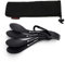Wild Peak Contour Clip Plastic Spork - Lightweight & Strong All in one Spoon, Fork, Knife Cutlery Includes Carabiner Clip & Storage Bag ▲ (Jet Black, 4 Pack)