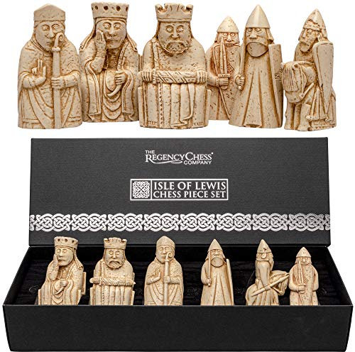 Isle of Lewis Nachbildung von Schachfiguren, sechs sehr detaillierte Nachbildungen aus Steinharz, Königin, Bischof, Ritter, Wärter und Berserker