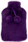 LIVIVO 2L Hot Water Bottle with Insulating Cover Featuring Decorative Pom-Poms - Keep Cosy and Warm (Purple)