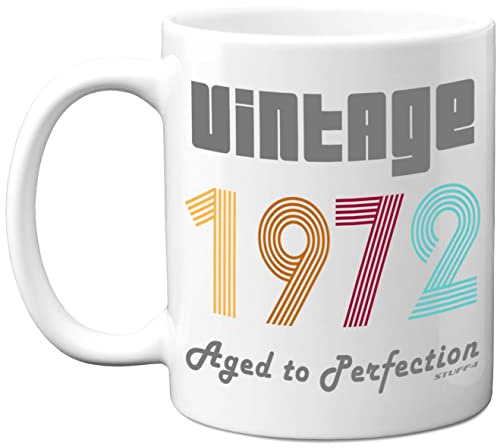 Stuff4 Tasse à café vintage 1972 en céramique lavable au lave-vaisselle pour 51e anniversaire pour homme et femme - Tasse classique pour anniversaire ou Noël, cadeau d'anniversaire amusant pour lui et