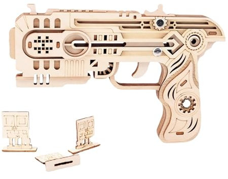 3D Wooden Puzzle Rubber Band Gun Wooden Toy Gun Building Mechanical Model Kits DIY