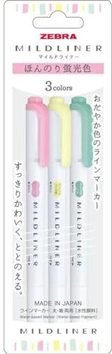ZEBRA Fluoreszenzstift Mildliner [Parallelimport Waren] (Slightly fluorescent 3colors) WKT7-3C-N