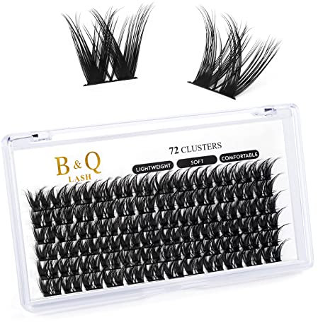 Wimpern Einzeln Wiederverwendbar Wimpernbüschel 72 Pcs B&Q Lash DIY Zu Hause Einzelne Wimpern für Anfänger Fluffy Einzelwimpern für Wimpernverlängerung Büschel Wimpern B17 (B-17,D-14mm)