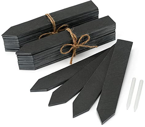 KINGLAKE 20 Stück 20 x3 cm Pflanzenschilder Schiefer kräuterschilder mit Kreide, Hochbeet Schiefer Kräutergarten Groß, Beet Beschriftung Pflanzenstecker für Draussen zum Beschriften Wetterfest