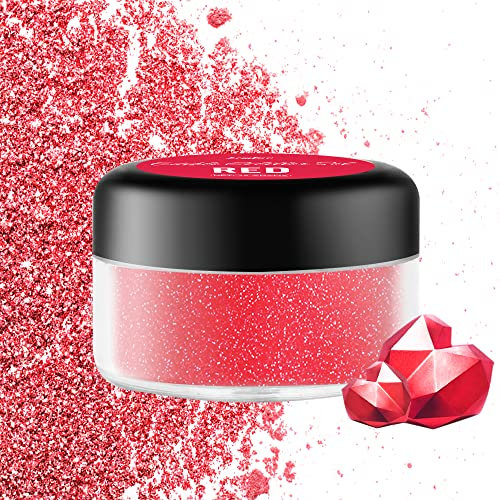 Essbarer Glitzer - 10g Essbarer Glitzerpulver Schimmer Glitzerstaub für Getränke, Kuchen, Lebensmittel - Metallisch Glitzerpuder Lebensmittelfarbe Pulver zum Cocktails, Wein, Fondant, Keksen (Rot)