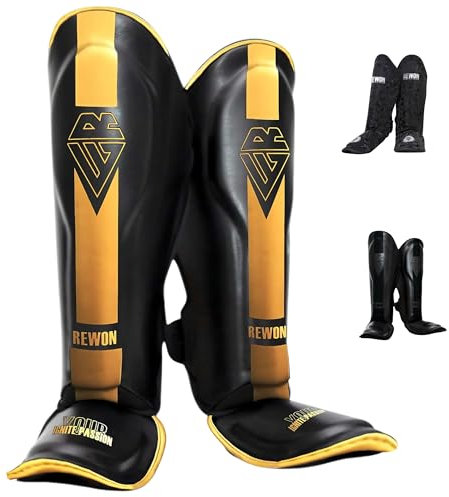 REWON protège Tibia Boxe, protège Tibia pour MMA, Muay Thai, Kickboxing, Arts Martiaux, Taekwondo D’entraînement Homme Femme