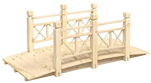 vidaXL Puente de jardín con barandillas Madera de Abeto 150x67x56cm