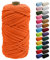 Uiopa Cordon en coton tressé épais pour macramé - 5 mm x 90 m - 8 brins - Orange - Pour suspension de plantes, suspension murale, attrape-rêves, jardin, projets de bricolage