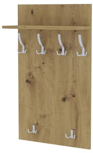 AKKE Garderobenpaneel Wandgarderobe Mit Ablage Wandpaneel Garderobe PVC Maxi Rijeka-eiche 100cm x 60 cm