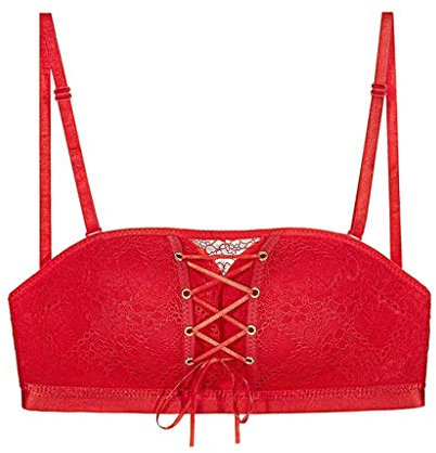 Women's Push Up Bra with Padded Summer Comfort Bra Sexy Lingerie Bralette Breathable Sports Bra Comfortable Bralette with Moulded Cups Adhesive Bra Push Up for Sleeping Yoga Bra, red, 34B