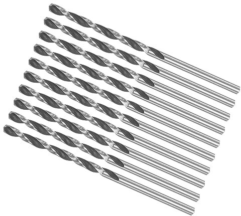 CoCud Micro Drill Bits, 2.75mm Drill Diameter 60mm Total Length, 6542 High Speed Steel Fully Ground Twist Drill Bit - (Applications: for Copper Metal Wood), 10-Pieces