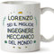Mugffins Tazza Personalizzata in ceramica per INGEGNERE MECCANICO uomo 11 oz / 350 ml - In italiano - Migliore del Mondo - Idea regalo per compleanno, anniversario, natale, laurea