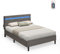 VASAGLE Bett 140 x 200 cm, Gästebett mit LED-Beleuchtung, Doppelbett mit USB- und Type-C Anschluss, Bettgestell, Polsterbett mit Kopfteil, Bettrahmen, modern, dunkelgrau RMB803G71