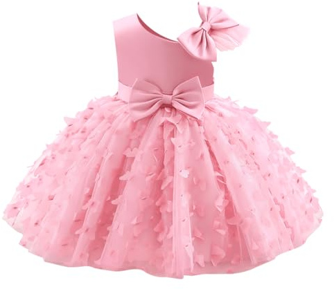 IMEKIS Vestido de bautizo sin mangas para niños, bebé, niña, cumpleaños, princesa, mariposa, volante, tutú, flor, boda, fiesta, elegante, formal, vestido de fiesta