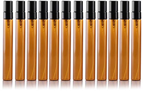 Bsowte 12 de vidrio marrón de 10 ml, pulverizador de niebla, botella de portátil, de perfume de vidrio rellenables