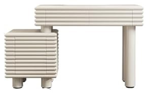 Waschtisch Zum Anziehen Kommode aus massivem Holz, cremefarben, mit Seitenschrank, Kommode, zwei Schubladen, Schreibtisch, geeignet for Schlafzimmer, Wohnzimmer, Büro Schminktische ( Color : A , Size