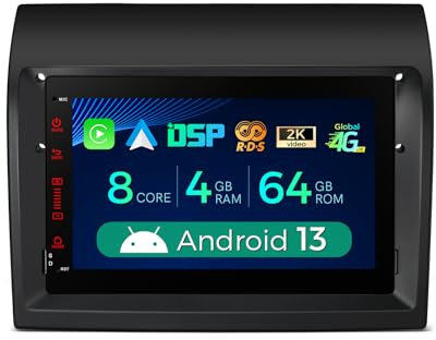 XTRONS 7 Inch Android 13 Car Stereo for Fiat Ducato (2011-2015) Octa Core Radio Player 4GB 64GB, Built-in 4G Wireless Car Play GPS Navigation DSP RDS Radio Bluetooth WIFI, Optional AHD CAM DAB+