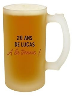 CADEAUX.COM - Verre à Bière personnalisable pour Homme de 20 ans - Message Personnalisable - Verre Personnalisé - Cadeau Anniversaire - Cadeau Homme
