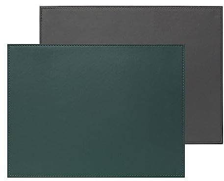FREEFORM Duo Platzset 2-in-1, Wendetablett, Kunstleder, Petrol/Anthrazit | Tischset, Serviertablett, für Küche und Wohnen, zweifarbig, klappbare Griffe, hitzebeständig bis 90 °C, pflegeleicht