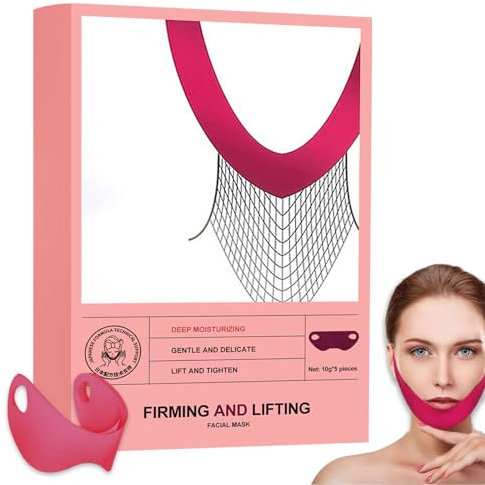 Shefave Gesichtsmaske V Line Lifting Maske, Doppelkinn Entferner, 5er Set Face Tape Lifting Collagen Maske, Anti Falten Pads Ohrhaken-Hals Masken Beauty, V-Form Gesichtsmasken