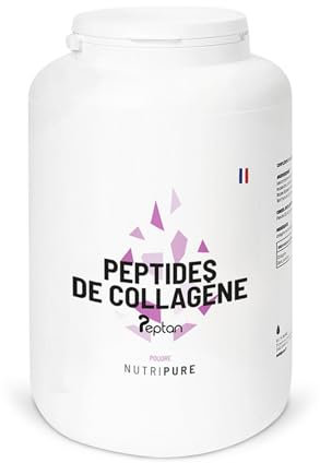 Nutripure Collagène | Peptides de Collagène Peptan | Acides Aminés, Types 1 | Protège Os et Articulations, Hydratation de la Peau | Neutre | Pot de 1.2kg | 4 Mois | Made in France