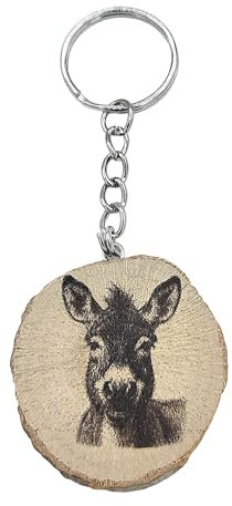 Promotech Frecher Esel Holz Schlüsselanhänger – Handgefertigt, Lasergraviert, Einzigartiges Design, Geschenkidee für Kinder & Erwachsene, Naturholz Anhänger für Schlüssel, Tasche & Rucksack