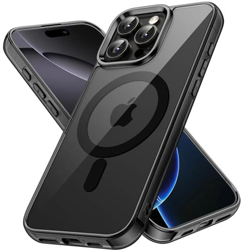 JETech Magnetic Case for iPhone 16 Pro Max 6.9-Inch Compatible with MagSafe, Shockproof Phone Bumper Cover, Anti-Scratch Clear Back (Black)