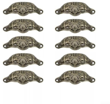 ZAMETTER Lot De 10 PoignéEs En Laiton Antique En Forme De Coquille PoignéE Coquille PoignéE Laiton PoignéE De Tasse Coquille Poignee Tasse De Coquille Et Pointe(99 mmx36mmx15mm)
