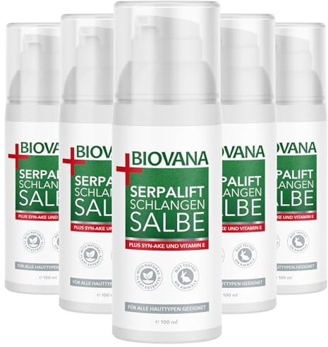 BIOVANA Schlangengift Salbe + | mit hochwertigen Inhaltsstoffen | 100 ml Inhalt 5x