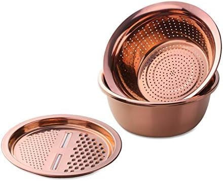 Grater Stainless steel drain pan, strainer basket, vegetable cutter, grater, kitchen accessories Cheese Grater,Rose Gold