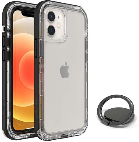 LifeProof Next Series Schutzhülle für iPhone 12 Mini mit Ringhalter und Ständer, schwarzer Kristall