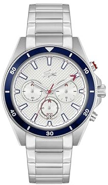 Lacoste Orologio con Cronografo al Quarzo da Uomo Collezione MAINSAIL con Cinturino in Acciaio Inossidabile argentato - 2011360