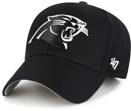 47 NFL Carolina Panthers MVP Unisex-Baseballkappe, Verstellbarer Klettverschluss, Einheitsgröße, Team Logo, Farbe Schwarz