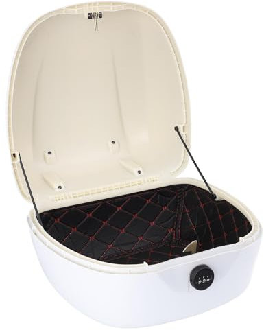 33L Abschließbares Motorrad-Topcase, ABS-Heckbox mit Rückenlehne, Geeignet für Motorräder, Motorroller, Elektrofahrräder mit Zahlenschloss, wasserdichte Heckbox aus ABS, (White)